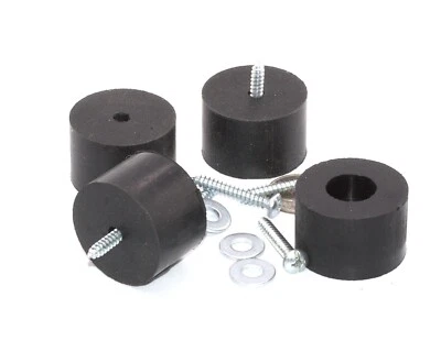 1.5" Natural Black Rubber Feet - Restaurant  & Industrial Equipment, + Screws - Image 1 of 4