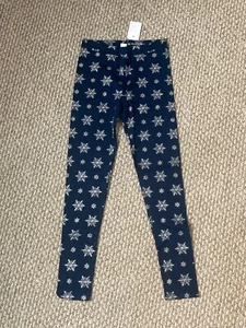NWT Crewcuts Girls Navy Leggings Silver Snowflakes Sz 12 - Picture 1 of 2