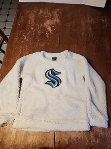 Seattle Kraken NHL Girls 10/12 Sherpa Sweater Large Gold Thread EUC - Picture 1 of 5