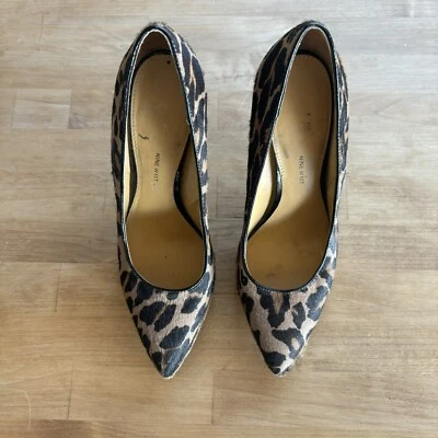 Nine West Love Fury Patent leather Platform Pump Heels 7M Barbie Leather Cheetah - Image 1 of 4