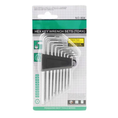 9pcs Set Offset Star Key Safety Anti Tamper Proof  Bit Wrench L-Shape T6-T27 - Image 1 of 4