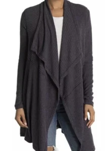 H by Bordeaux Damen-Cardigan Lakritz grau drapiert vorne offen Pullover Small neu mit Etikett - Bild 1 von 11