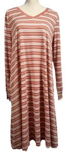 LuLaRoe Womens Swing Dress Med (10-12) Long Sleeve V-Neck Pockets Striped NWT - Picture 1 of 14