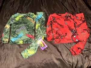 New 2 Lot 2pc PJ SETS BOYS 4 TMNT TURTLES MARVEL SPIDER-MAN PAJAMAS NICKELODEON - Picture 1 of 3
