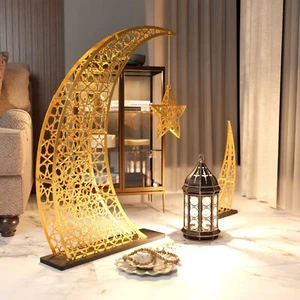 Rising Crescent & Star Ramadan Decor – Metal Islamic Home Decoration - Picture 1 of 49