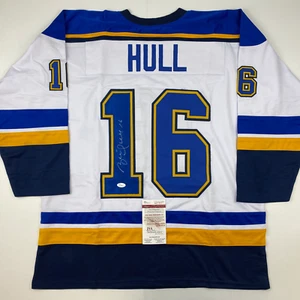 Autographed/Signed Brett Hull St. Louis White Hockey Jersey JSA COA - Picture 1 of 4