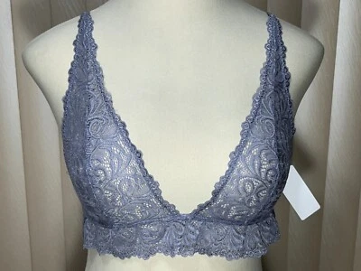 Sujetador Honeydew Bralette S M L Inalámbrico Profundo V Sumergible Floral Encaje Gris Azulado Foto 1 de 4