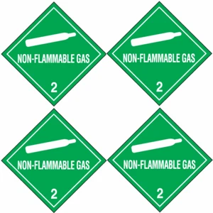 4-Pack NON-FLAMMABLE GAS, Hazard Class 2 D.O.T. Shipping Labels, 4" x 4" - Picture 1 of 2