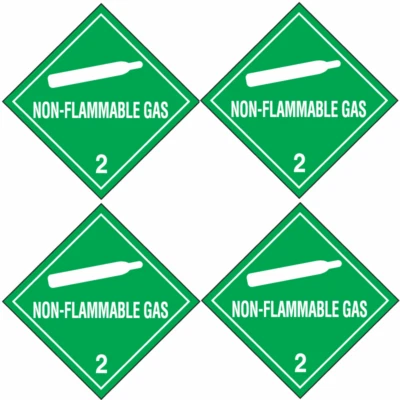 4-Pack NON-FLAMMABLE GAS, Hazard Class 2 D.O.T. Shipping Labels, 4" x 4" - Image 1 of 2