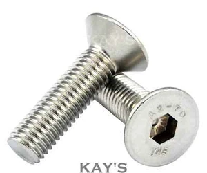 M4 M5 M6 M8 M10 COUNTERSUNK SCREWS CSK ALLEN KEY SOCKET BOLTS A2 STAINLESS STEEL - Picture 1 of 8