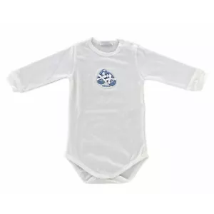 A54 body bimbo BOY NANAN cotton white/blue layette bodysuits kids - Imagen 1 de 4