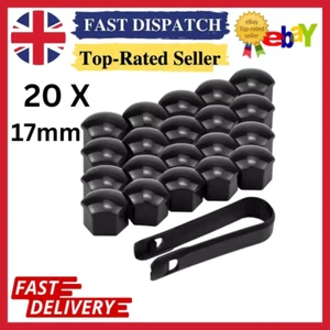 Juego universal de tapas de tornillos de tuerca de rueda de aleación negra brillante de 20x 17 mm para cualquier automóvil - Imagen 1 de 18