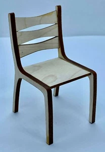 Dollhouse Miniature 1:12 Scale Modern "Bow Tie" Dining/Desk Chair KIT in Maple - Picture 1 of 2