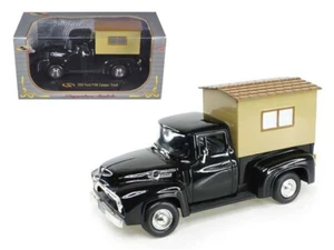 1956 FORD F-100 PICKUP TRUCK BLACK WITH CAMPER 1:32 BY SIGNATURE MODELS 32395 - Picture 1 of 1