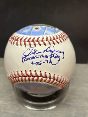 Rick Monday Signed Saves The Flag Art Baseball 1/1 COA 1976 History! PSA - Image 1 of 4