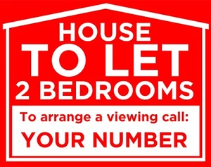HOUSE TO LET - 2 BEDROOM, RED, Personalised sign boards 60x46cm Plastic Boards - Picture 1 of 12
