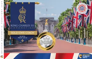 2023 Britisch Antarktis Gold Staat Coachtwo 0.9kg Münze Bu - Bild 1 von 5