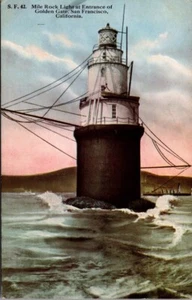 MILE ROCK Lighthouse SAN FRANCISCO, California CA Postcard - Picture 1 of 2