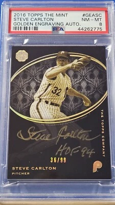 Steve Carlton - 2016 Topps The Mint Golden Engraving Autograph  PSA 8   #36/99 - Image 1 of 2