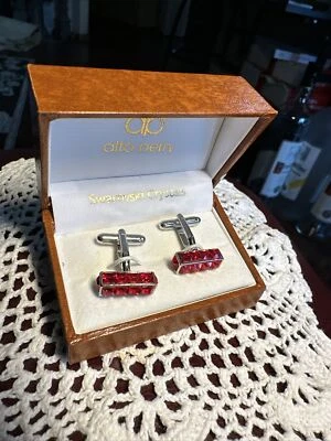 Swarovski Men's Red Crystal Cuff Links (Pair) *Genuine* Mint in Box! - Image 1 of 4