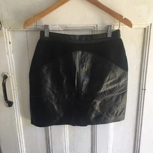 Esprit De Corp Vintage Black Skirt Size L Womens Leather Mini Zip Up Lined  - Picture 1 of 9