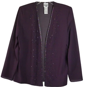 R&M Richards Size 8 Purple Embellished Outerwear Lightweight Evening Jacket - Picture 1 of 12
