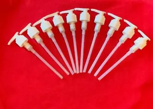 White Ribbed 24/410 Lotion Dispenser Pump Top Locking Head w/4" Dip Tube Lot 10 - Picture 1 of 3