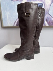 Bandolino Women's Size 8 1/2 M Dark Brown Leather Equestrian Style Tall Boots - Picture 1 of 19