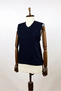 Vintagee MCM Sports Top Blouse Sleeveless V neck T Shirt Seide Silk Tank Size 5 - Picture 1 of 12