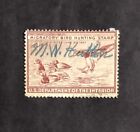 1946 Us Federal Duck Stamp Scott #Rw13 Signed No Gum Free Shipping