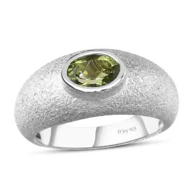 Anillo de chorro de arena de turmalina verde calabar premium enchapado en platino talla 6 0,75 ctw Foto 1 de 4