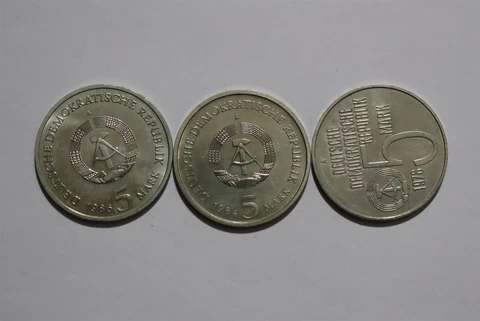 🧭 🇩🇪 GERMANY DDR - 5 MARK - 3 COMMEMORATIVE COINS B53 V9 Cover