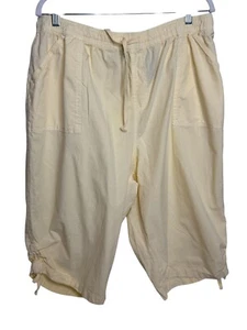 Erika Womens 2X Yellow Cotton Drawstring Shorts Casual Summer Relaxed Fit Plus - Picture 1 of 13