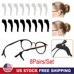 8 Pairs Anti Slip Glasses Ear Hooks Tip Eyeglasses Grip Temple Holder Silicone - Picture 1 of 14