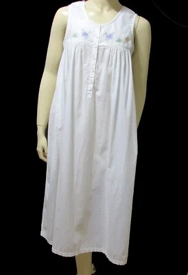 Camisón De Colección Claires Rosa Blanco Algodón Sin Mangas Largo Cottagecore Boho ~ Pequeño Foto 1 de 4