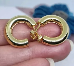 Genuine Pandora 14k Gold Plated Round Open Hoop Earrings 💕 ALE MET - Picture 1 of 15