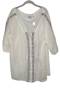 Camisa Avenue Mujer 22/24 Plus Blanca Bordada Campesina Blusa Top Túnica Nueva - Imagen 1 de 5