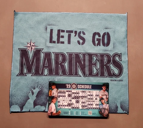 Seattle Mariners Let's Go Mariners Playoff Rally Towel & 2023 Magnet Schedule Cover