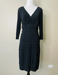 American Living Women's Black 3/4 Sleeves Dress With Layers Scallop Size 10 - Picture 1 of 5