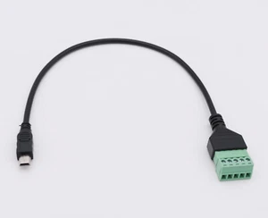 1FT Mini USB Male to 5 Pin Screw Terminal Connector Plug w/ Shield Adapter Cable - Picture 1 of 10