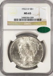 1922-D $1 Silver Peace Dollar NGC MS65 CAC - Picture 1 of 2