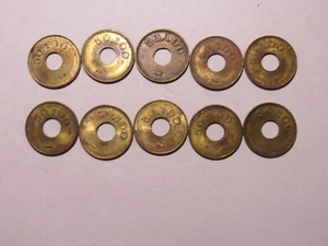 Lote de 10 fichas antiguas - buenas para 25 centavos en comercio - 50.100 - Imagen 1 de 2