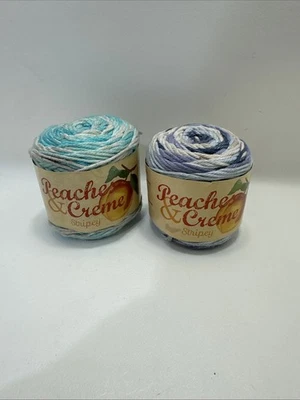 Peaches & Creme Cotton Yarn 2 Oz Spring Blue Stripes And Denim Lot Of 2 - Image 1 of 4