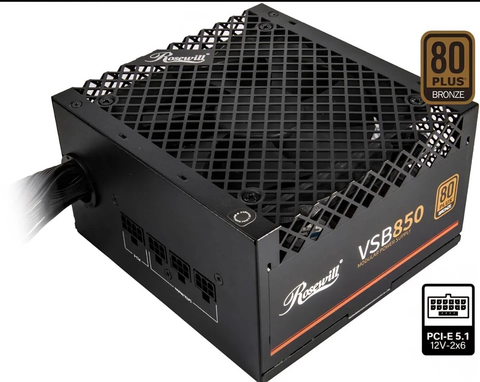 Rosewill VSB 850W 80+ Bronze ATX 3.0 & 3.1 Compatible Semi-Modular Power Supply - Image 1 of 4
