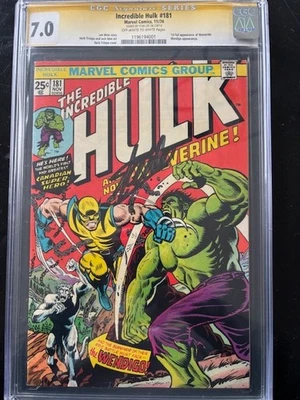 Incredible Hulk 181 CGC SS 7.0 Signed  Stan Lee, First Appearance WOLVERINE - Image 1 of 4