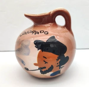 Vintage Mini Ceramic Pitcher Colorado Souvenir Pipe Smoking Grandpa Americana - Picture 1 of 8