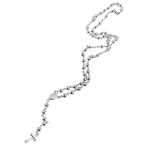 925 Sterling Silver Rosary Necklace 24” – 5mm Beads, Virgin Mary Medal & Cross - Picture 1 of 10