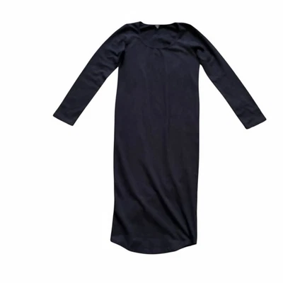 Monrow Midi 连衣裙 XS 黑色经典 LBD 长袖壁橱钉极简主义全新带标签 — 第 1/4 张图片