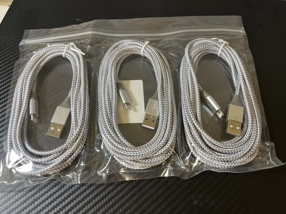 3pack 10ft long charger cable graywhite  - Image 1 of 1