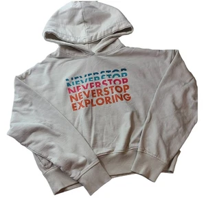 The North Face Logo Play Cropped Hoodie Sweatshirt in Gardenia White M 2456 - Picture 1 of 7